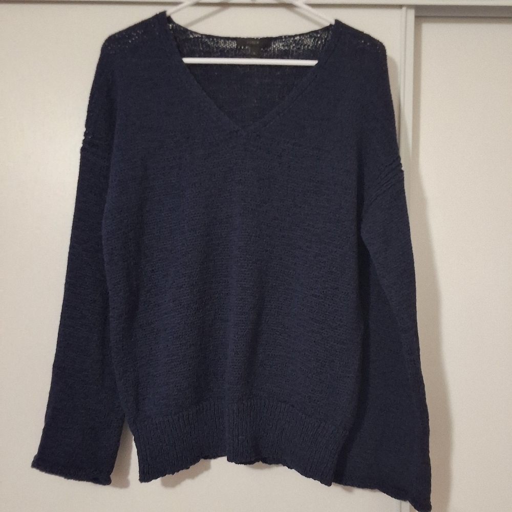 J. Crew Navy Blue V- Neck Sweater Size XL